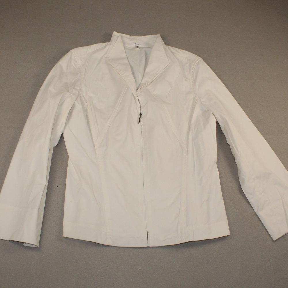 Reba Jacket Zip Up Winged Collar Blazer Stretch Cream 12 Professional Business